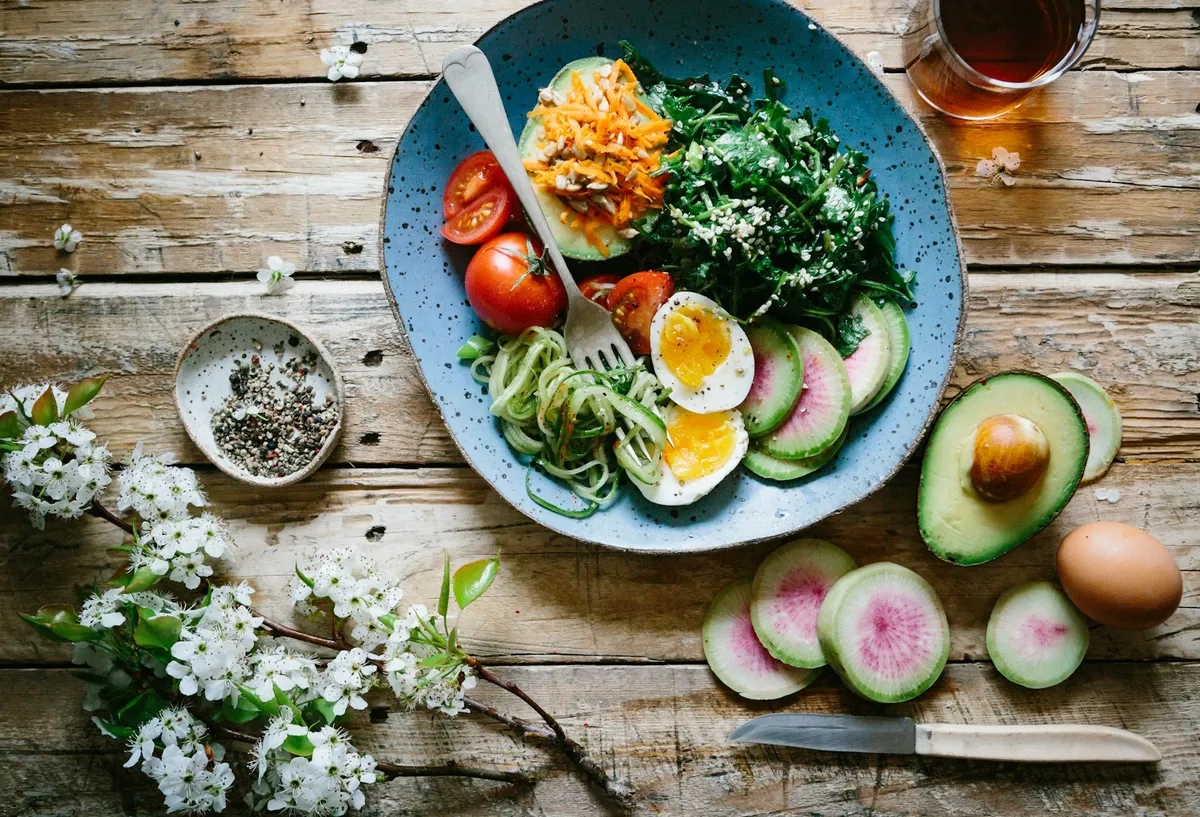 Healthy balanced meal with vegetables and protein